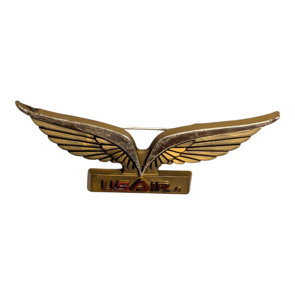 US Air Airlines Vtg Gold Silver Stoffel Seals Flight Wings Hat Lapel Badge Pin - Picture 5 of 6